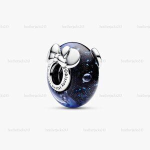 Pandora Disney Mickey Mouse & Minnie Mouse Blue Murano Glass Charm